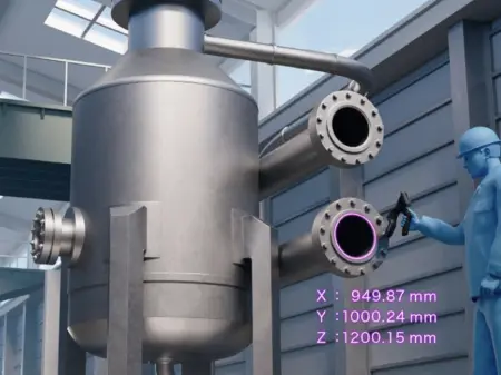 設備部品の組み付け後の測定